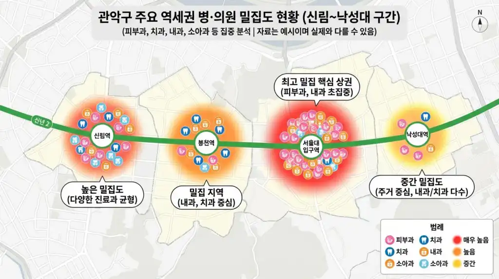 관악구 병원 홈페이지 제작 관악구 의료기관 분포 지도 서울대입구 봉천동 신림동