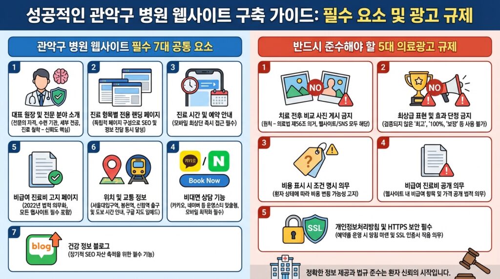 관악구 병원 홈페이지 제작 필수 요소와 의료광고 규정 체크리스트