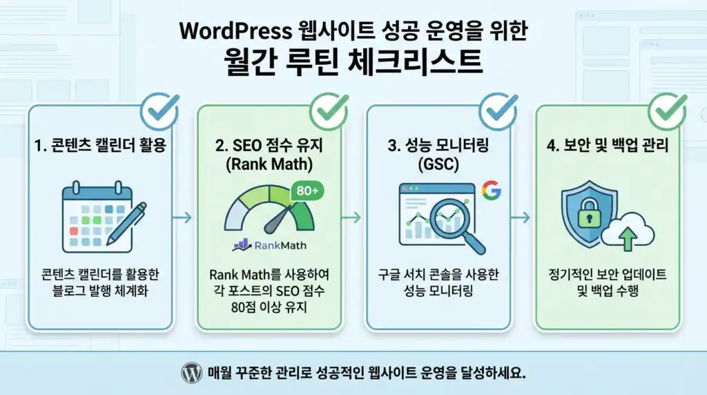 워드프레스 홈페이지 제작 후 운영 전략 월간 루틴 체크리스트