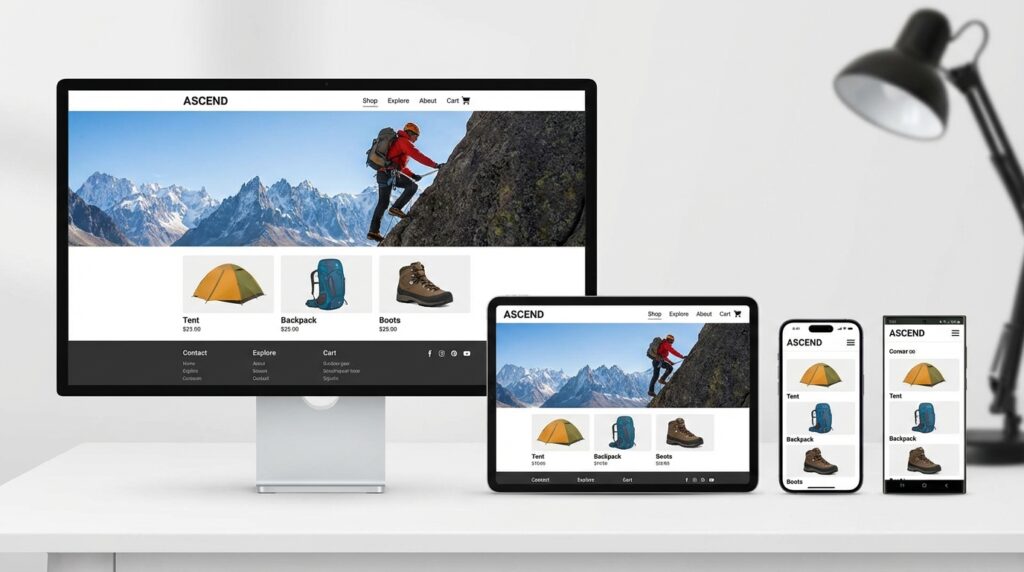 반응형 홈페이지 제작 완성 화면 PC 태블릿 아이폰 갤럭시 다기기 최적화 예시