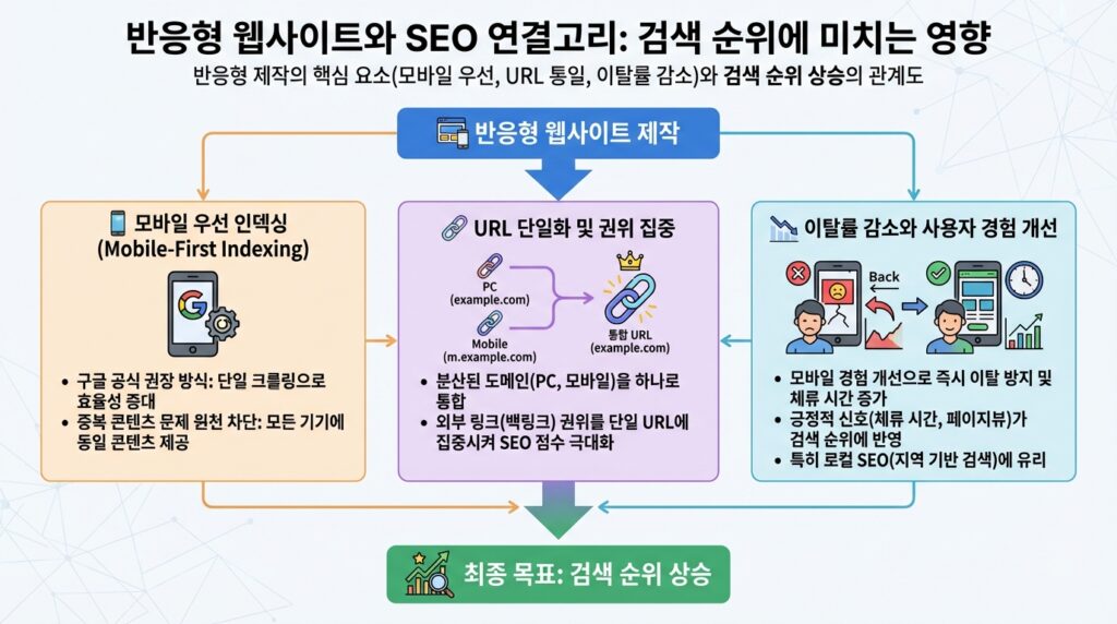 반응형 홈페이지 제작 SEO 효과 모바일 퍼스트 인덱싱 검색 순위 영향