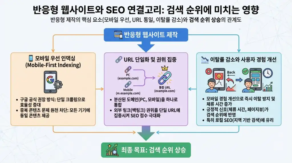 반응형 홈페이지 제작 SEO 효과 모바일 퍼스트 인덱싱 검색 순위 영향