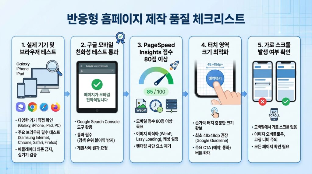 반응형 홈페이지 제작 품질 체크리스트 5가지 모바일 최적화 점검 항목