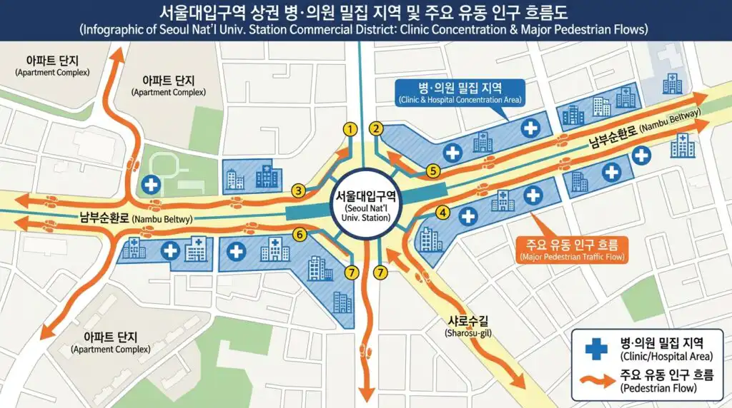 서울대입구 병원 홈페이지 제작 서울대입구역 상권 병의원 분포 지도