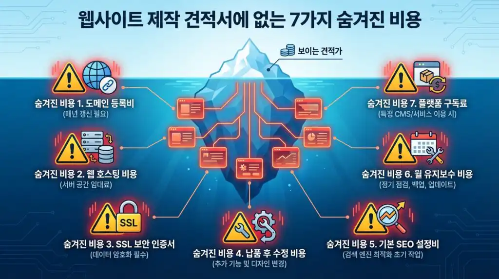 홈페이지 제작 단가표 숨은 비용 7가지 주의사항 체크리스트