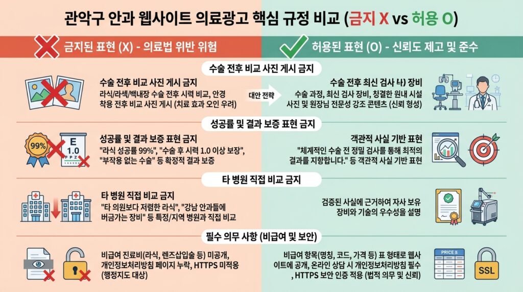관악구 안과 홈페이지 의료광고 규정 금지 허용 표현 비교 가이드