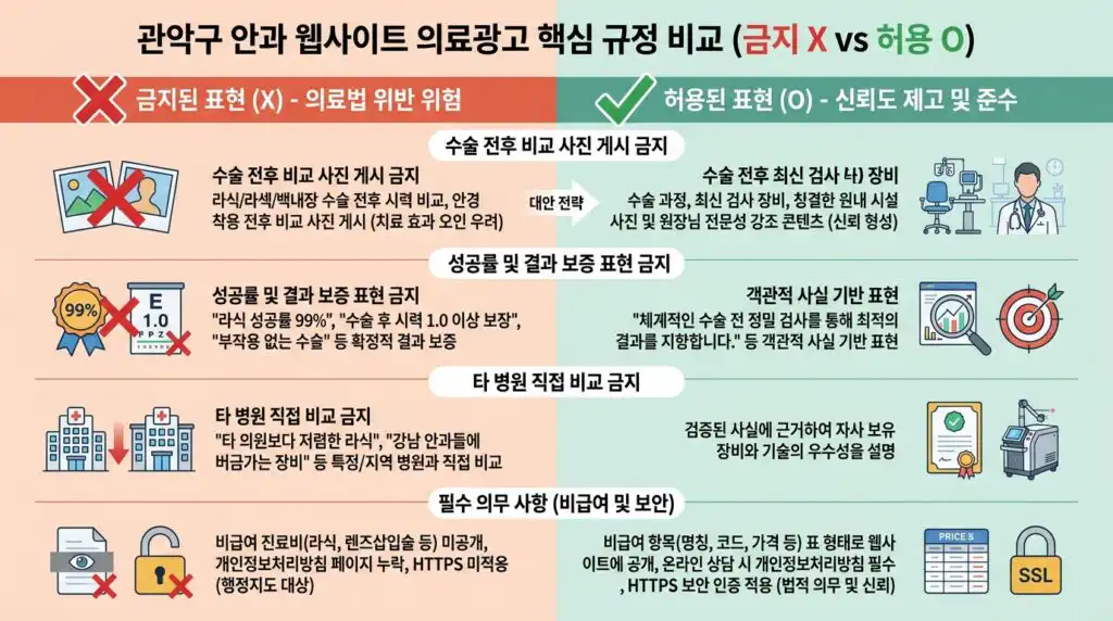관악구 안과 홈페이지 의료광고 규정 금지 허용 표현 비교 가이드