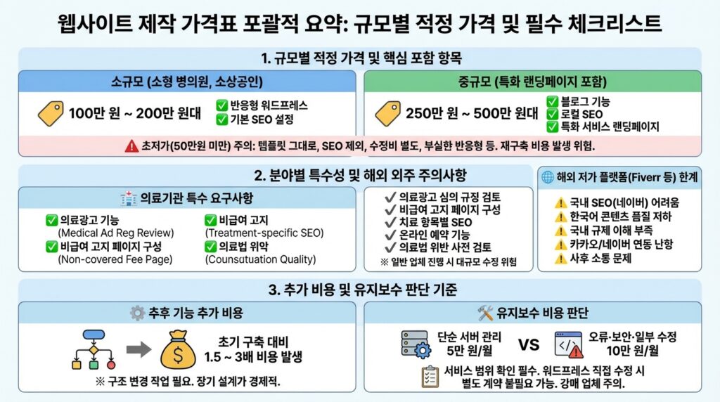 홈페이지 제작 단가표 총정리 규모별 적정 가격 포함 항목 체크리스트